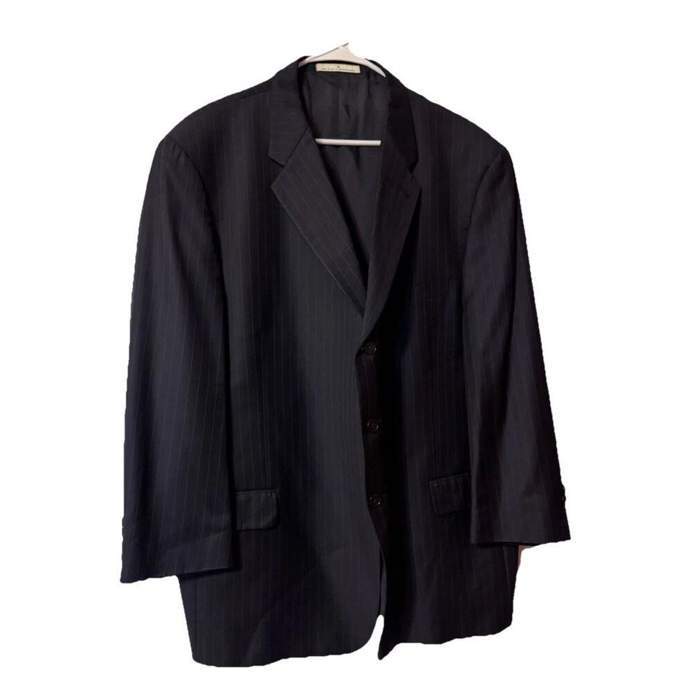 Joseph Abboud Men’s Wool Sport Coat Blazer Size 50R 3 Button Black Pinstripe